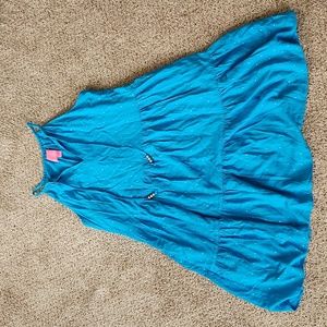 Lilly Pulitzer Litia Swing Dress - Turquoise with Metallic Gold Dots